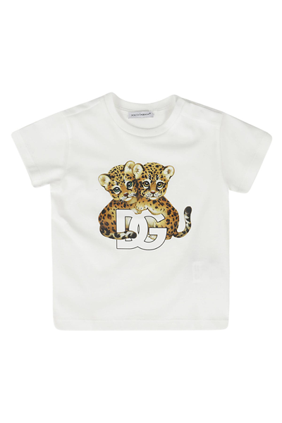 Dolce & Gabbana Babies' Tshirt Manica Corta In Bianco