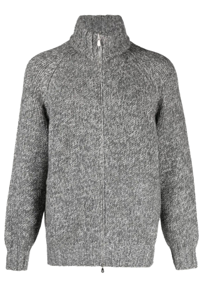 Brunello Cucinelli Men's Knit Full-zip Cardigan Sweater In Grey