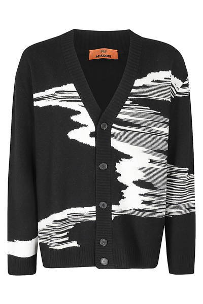 Missoni Intarsia Wool Cardigan In Black