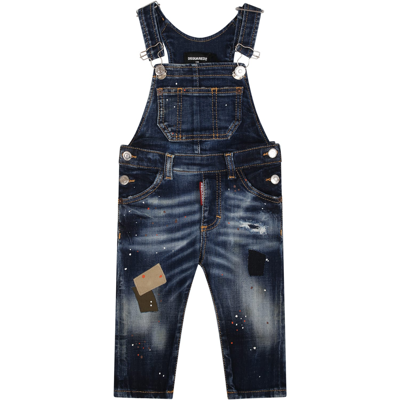 Dsquared2 Denim Jumpsuit For Baby Boy With Spots Of Colour