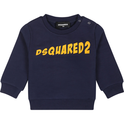 Dsquared2 Blue Sweatshirt For Baby Boy With Logo