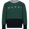 MARNI GREEN SWEATER FOR KIDS WITH LOGO
