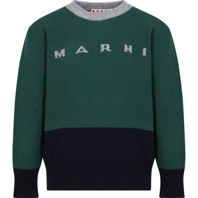 Marni Kids' Green Sweater For Girl With Logo
