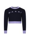 MARNI BLUE SWEATER FOR GIRL WITH LOGO