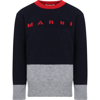MARNI BLUE SWEATER FOR GIRL WITH LOGO