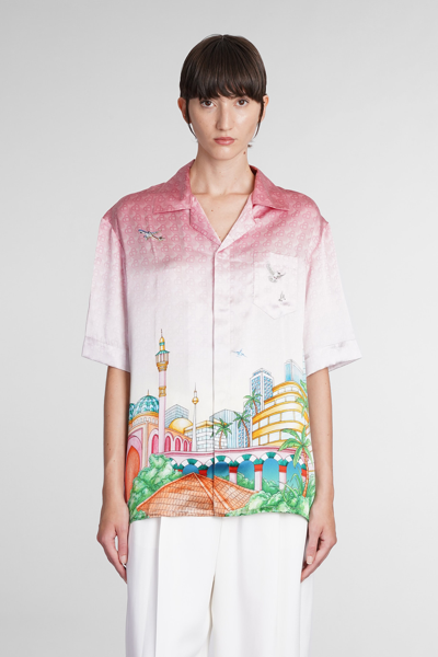 Casablanca Womens Morning City View Cuban Graphic-print Silk Shirt In Multicolor