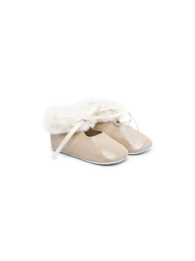 Tartine Et Chocolat Kids' Slippers With Glitter In Gold