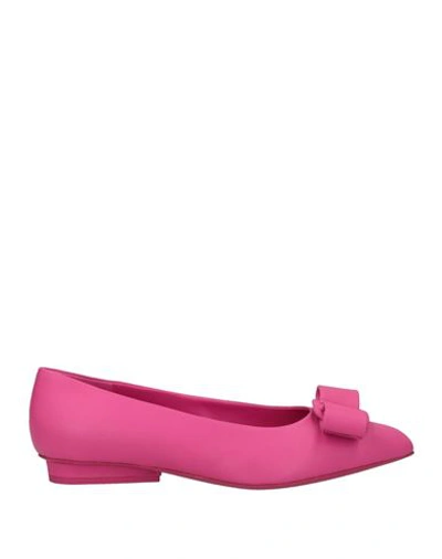 Ferragamo Woman Ballet Flats Fuchsia Size 7 Lambskin In Pink