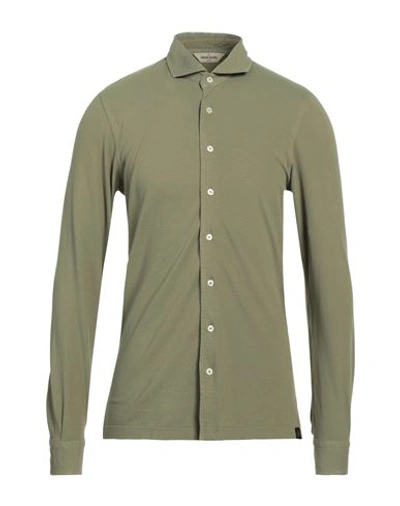 Gran Sasso Man Shirt Military Green Size 38 Cotton