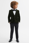 Reiss Kids' Apsara - Emerald Senior Slim Fit Velvet Single Breasted Blazer, Uk 10-11 Yrs