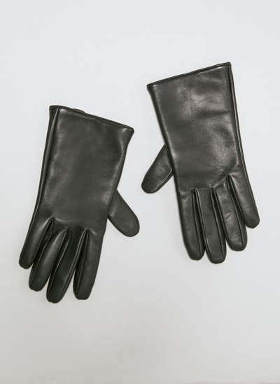 Saint Laurent Cassandre Short Gloves In Black