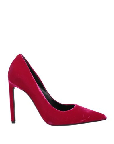 Tom Ford Woman Pumps Fuchsia Size 7.5 Soft Leather, Textile Fibers In Pink