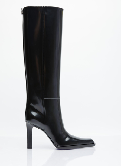 Saint Laurent Nina High Leather Boots In Black