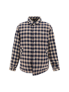 Bluemarble Checkerboard-print Logo-plaque Shirt Jacket In Navy