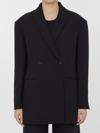 The Row Wallis Double Breasted Stretch Wool Crepe Blazer In Black