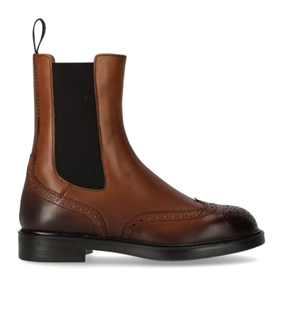 Doucal's Deco' Brown Chelsea Boot In Leather