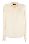 Elisabetta Franchi Logo Metal Detail Collar Shirt In Butter