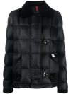 Fay Down Jacket With Corduroy Collar And Suede Trim In Black