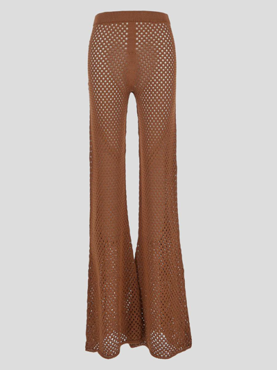 Laneus Flared Knit Trousers In Brown