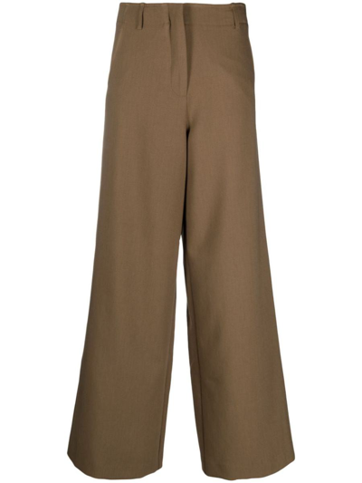 Alysi Straight-leg Tailored Trousers In Brown