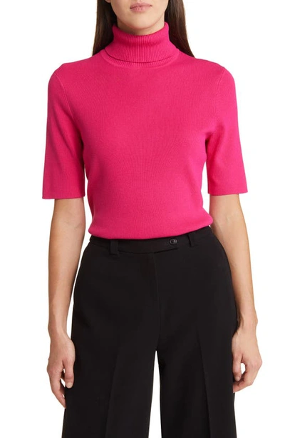 Anne Klein Short Sleeve Turtleneck Sweater In Red