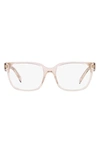 Prada 55mm Rectangular Optical Glasses In Pink