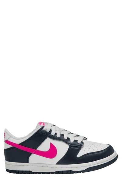 Nike Kids' Dunk Low Basketball Sneaker In Dark Obsidian/ Pink/ White