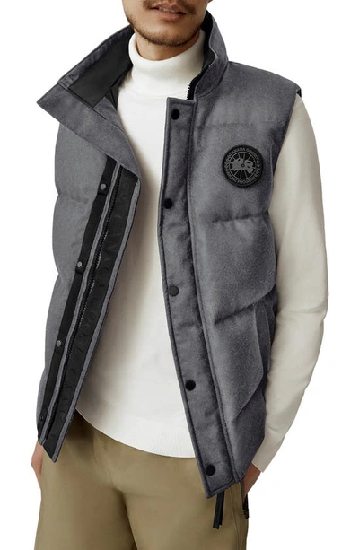 Canada Goose Garson Recycled Wool Blend Down Vest In Slate Grey Melange