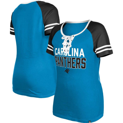 New Era Women's  Blue Carolina Trouserhers Raglan Lace-up T-shirt