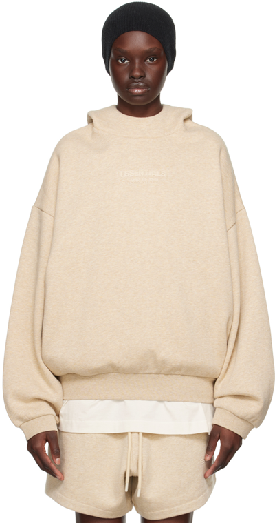 Essentials Beige Bonded Hoodie In Gold Heather