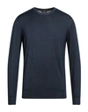 Drumohr Man Sweater Midnight Blue Size 40 Cashmere, Silk In Blue
