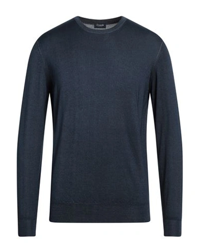 Drumohr Man Sweater Midnight Blue Size 40 Cashmere, Silk