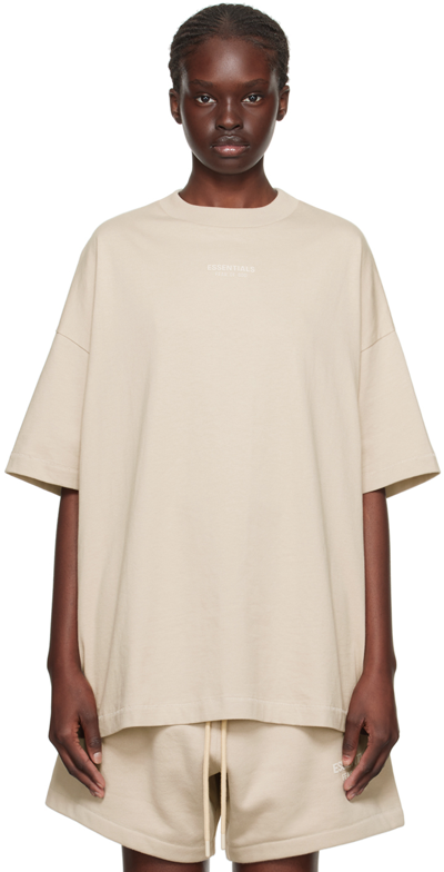 Essentials Taupe Crewneck T-shirt In Silver Cloud