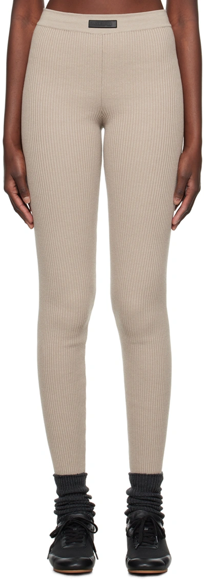 Essentials Beige Patch Leggings In Core Heather