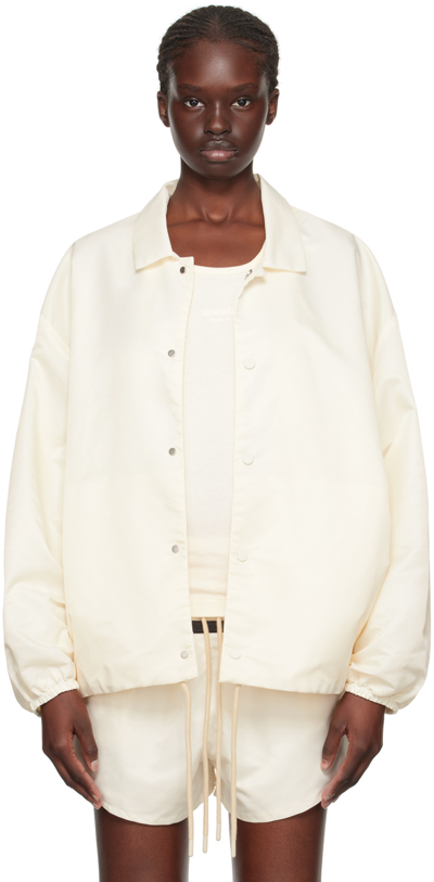 Essentials Off-white Drawstring Jacket In Cloud Dancer