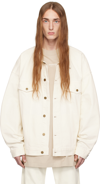 Essentials Fear Of God  Mens Silver Cloud  Brand-patch Oversized Denim Jacket In Cloud Dancer