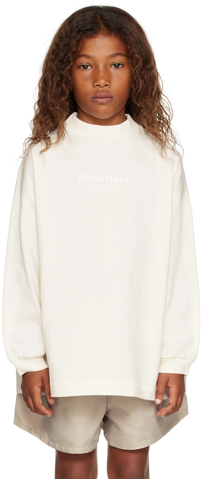 Essentials Kids Off-white Bonded Long Sleeve T-shirt In Cloud Dancer