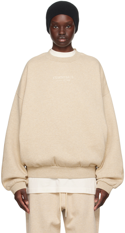 Essentials Beige Crewneck Sweatshirt In Gold Heather