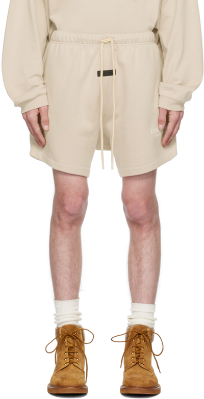 Essentials Taupe Drawstring Shorts In Silver Cloud