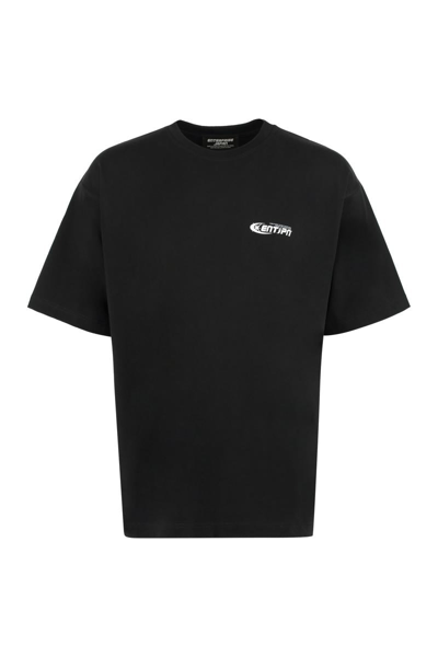 Enterprise Japan Ss Eyes Cotton Crew-neck T-shirt In Black