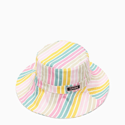 Ganni Striped Hat In Multicolor