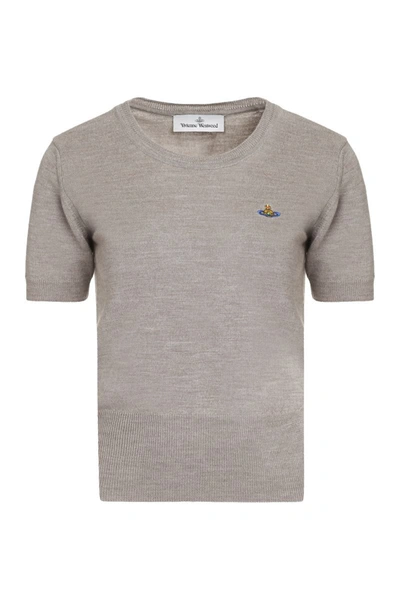 Vivienne Westwood Bea Logo Knitted T-shirt In Turtledove