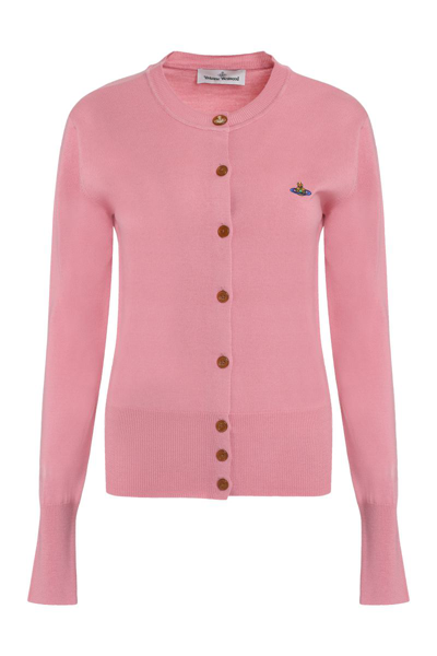 Vivienne Westwood Bea Cardigan Wool Bubblegum Xs Women In Dusky Pink
