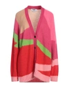 Msgm Woman Cardigan Fuchsia Size M Acrylic, Polyamide, Mohair Wool In Pink