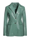 Desa 1972 Leather Single-breasted Blazer In Mint