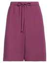 Valentino Garavani Woman Shorts & Bermuda Shorts Deep Purple Size 4 Silk In Purple