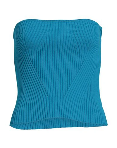 Eleonora Gottardi Woman Top Turquoise Size L Viscose, Polyester In Blue