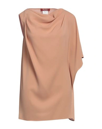 Max Mara Studio Woman Top Camel Size 16 Triacetate, Polyester In Beige