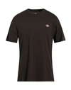 Dickies Man T-shirt Black Size Xs Cotton In Brown