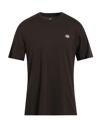Dickies Man T-shirt Black Size Xs Cotton In Brown